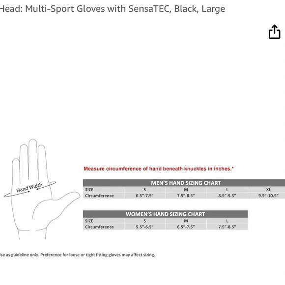 Head: Multi-Sport Gloves with SensaTEC, Black, size medium - Picture 6 of 6